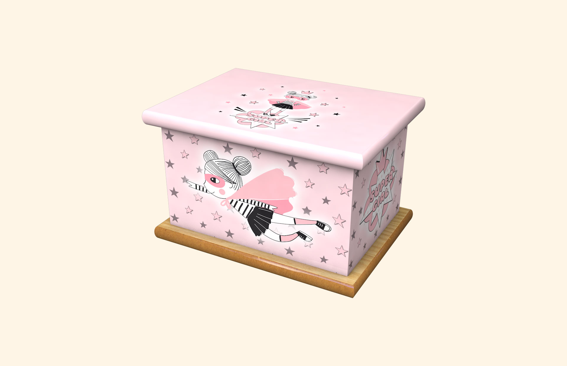 Super Girl child ashes casket